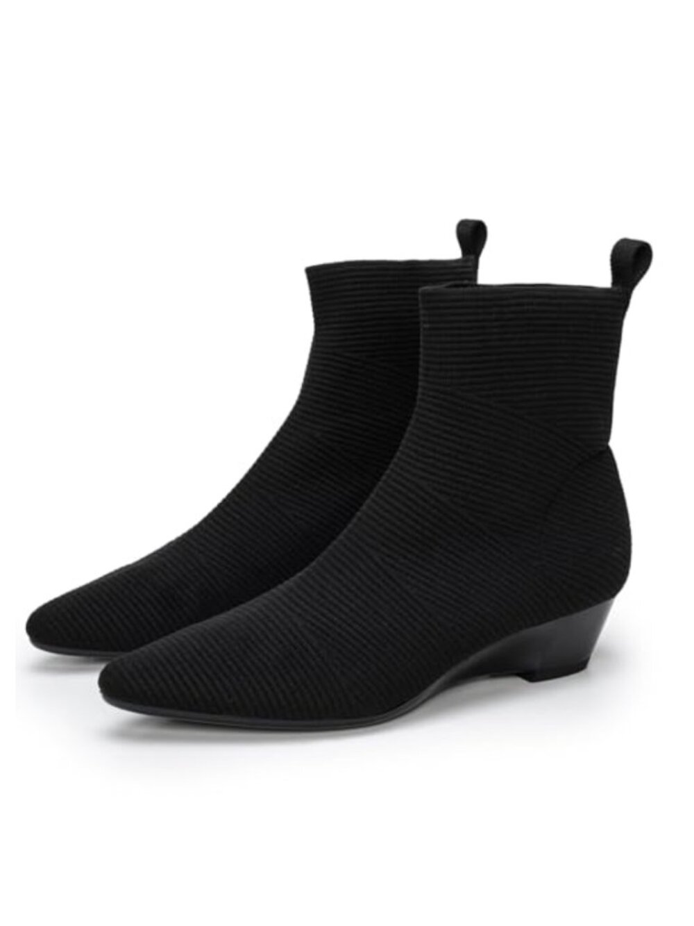 Womens Chelsea Ankle Boots Low Block Heel Slip-On Knit Booties